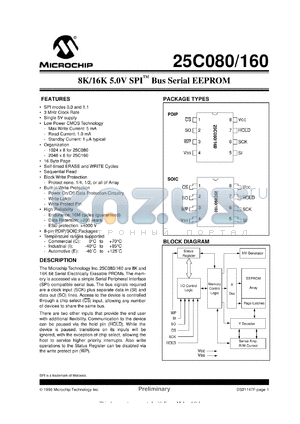 25C080T-E/SN datasheet - 8K,16K 5.0V SPI bus EEPROM