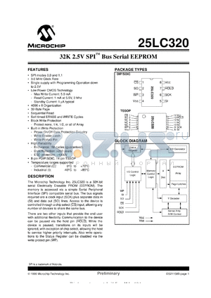25LC320-/P datasheet - 32K 2.5V SPI bus EEPROM