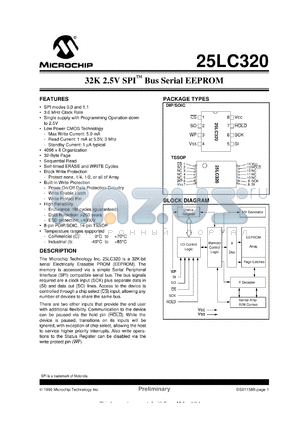 25LC320T-/ST datasheet - 32K 2.5V SPI bus EEPROM