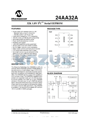 24AA32A-/P datasheet - 32K 1.8V I2C EEPROM