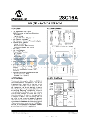 28C16A-20I/TS datasheet - 16K (2Kx8) CMOS EEPROM
