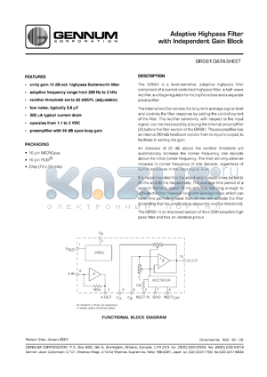 GR581 datasheet - Adaptive highpass filter with independent gain block