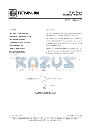 GS563 datasheet - Single stage inverting amlifier