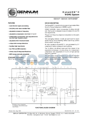 GS3027 datasheet - DynamEQ II WDRC System, 4.57mm x 2.79mm x 2.03mm