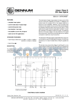 GS3034 datasheet - Linear class H CIC size hybrid