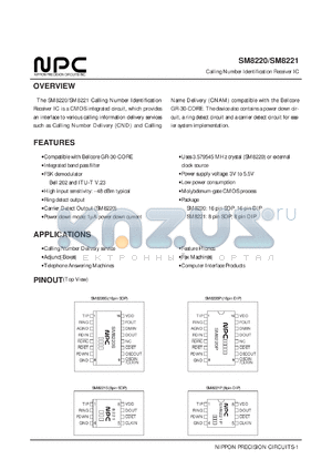 SM8220P datasheet - Calling number identification receiver IC