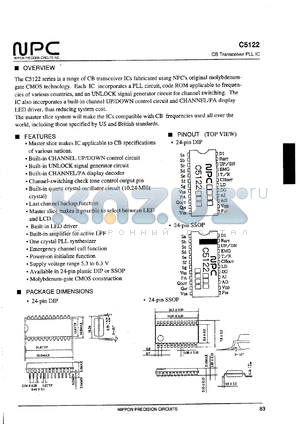 C5122 datasheet - CB Transceiver PLL IC
