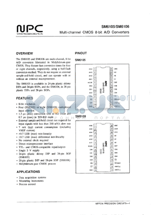 SM6105P datasheet - Multi-channel CMOS 8-bit A/D converter