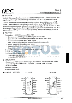 SM8513P datasheet - Syncshronous/asynchronous converter LSI