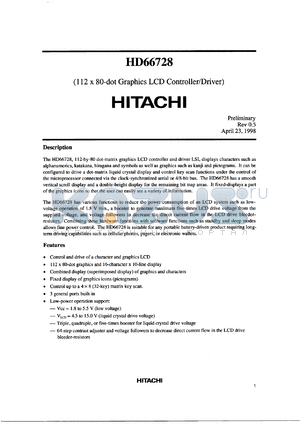 HCD66728A05BP datasheet - 112 x 80-dot graphic LCD controller/driver