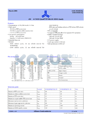 4C4M4EOQ-50JC datasheet - 4M x 4 CM0S QuadCAS DRAM (EDO) family, 50ns RAS access time