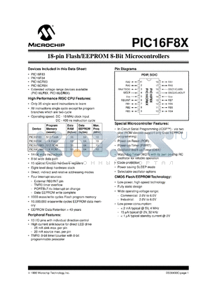 PIC16CR84-04/P datasheet - EEPROM 8-Bit microcontroller