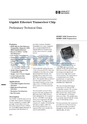 HDMP-1636 datasheet - Gigabit ethernet transceiver chip