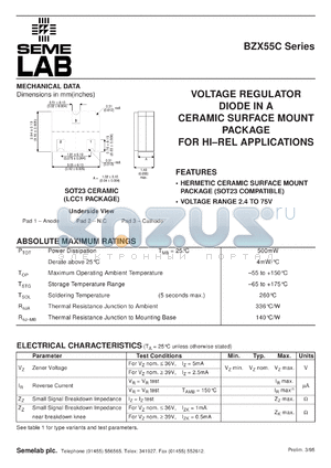 BZX55C10VCSM datasheet - 10V, 5mA Reference diode