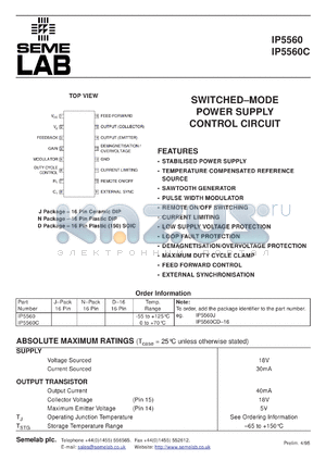 IP5560J-883B datasheet - Switched mode power supply control circuit