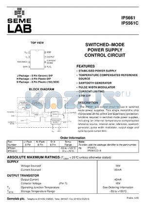 IP5561J-883B datasheet - Switched mode power supply control circuit