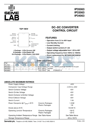 IP33063D datasheet - DC to DC converter