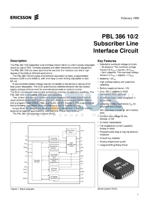 PBL38610 datasheet - Subscriber line interface circuit