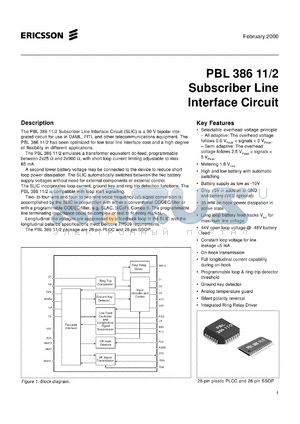 PBL38611/2QNS datasheet - Subscriber line interface circuit