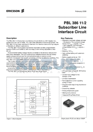 PBL38611/2QNT datasheet - Subscriber line interface circuit