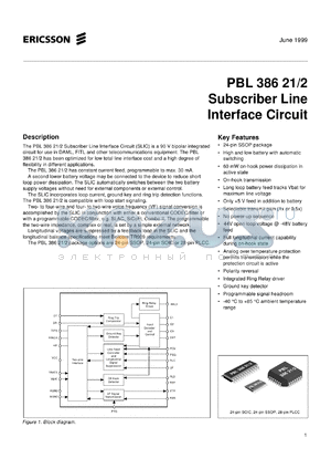 PBL38621/2QNT datasheet - Subscriber line interface circuit