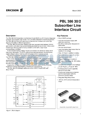 PBL38630/2SOS datasheet - Subscriber line interface circuit
