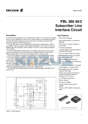 PBL38640/2SHT datasheet - Subscriber line interface circuit