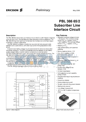 PBL38665/2QNT datasheet - Subscriber line interface circuit