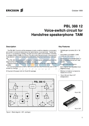 PBL38812/1SO datasheet - Voice-switch circuit for handsfree speakerphone TAM