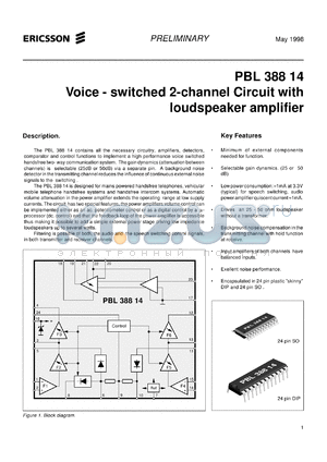PBL38814/1N datasheet - Voice-switched 2-channel circuit with loudspeaker amplifier