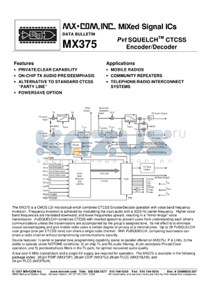 MX375J datasheet - CTCSS encoder/decoder