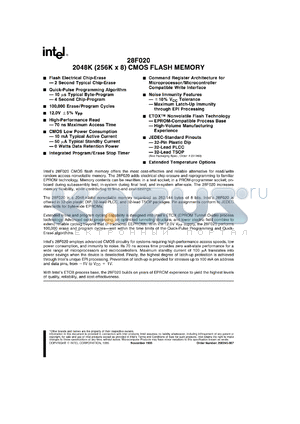 TF28F020-90 datasheet - 2048(256 x 8) CMOS flash memory. Access speed 90 ns