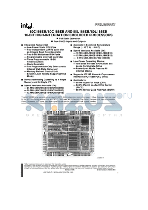 TSB80C188EB20 datasheet - 16-bit high-integration embedded processor. 20 MHz, 5 V