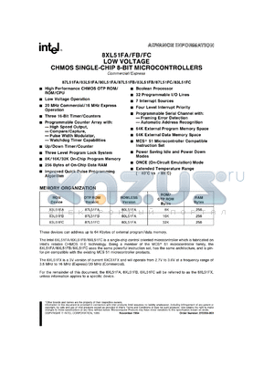 TS80L51FA-20 datasheet - CHMOS single-chip 8-bit microcontroller. 3.5 MHz to 20 MHz, 2.7 V to 3.6 V, ROMLESS version