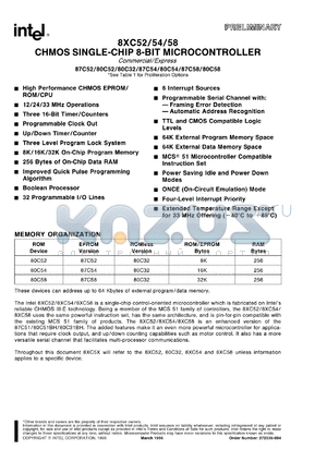 TP80C32-2 datasheet - CHMOS single-chip 8-bit microcontroller. 0.5 MHz to 12 MHz, 5 V, ROMless version