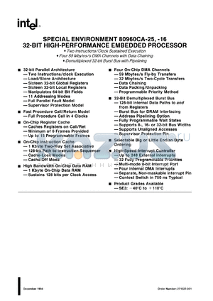 TA80960CA-16 datasheet - 32-Bit high-performance embedded processor