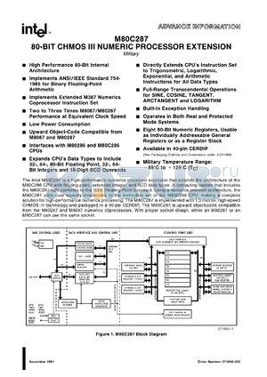 MD80C287 datasheet - 80-bit CHMOS III numeric processor extension