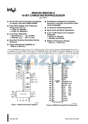 MC80C86-2 datasheet - 16-bit CHMOS microprocessor