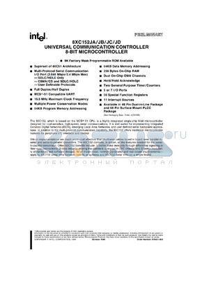 N80C152JA datasheet - Universal communication controller 8-bit microcontroller