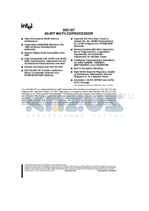 N80C187 datasheet - 80-bit math corprocessor