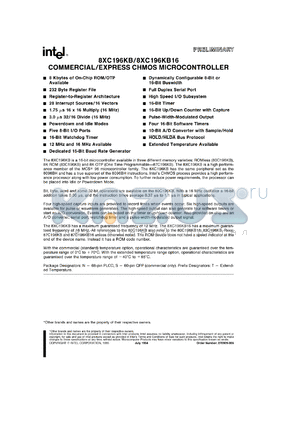 TN80C196KB datasheet - Express CHMOS microcontroller. ROMless, 12MHz