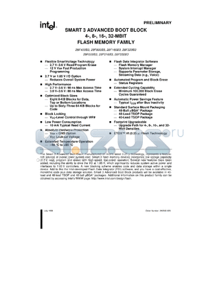 GT28F032B3BA115 datasheet - Smart 3 advanced boot block 32-Mbit flash memory family. Access speed 115 ns