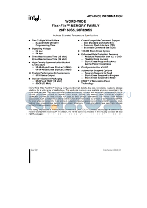 DT28F160S5-70 datasheet - Word-wide FlashFile memory. 16 Mbit, access speed 70 ns