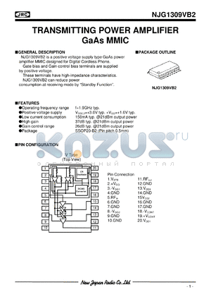 NJG1309VB2 datasheet - Transmitting power amplifier GaAs MMIC