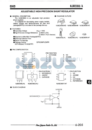NJM2380U/AU datasheet - Adjustable high precision shunt regulator