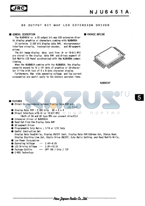 NJU6451AFG1 datasheet - 80 output BIT MAP LCD extension driver