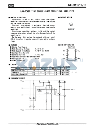 NJU7013F datasheet - Low-power tiny single C-MOS operational amplifier