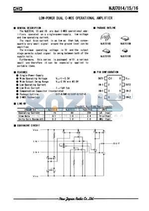 NJU7016R datasheet - Low-power dual C-MOS operational amplifier