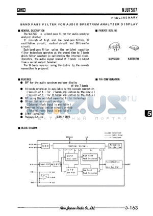 NJU7507D datasheet - Band pass filter for audio spectrum analyzer display