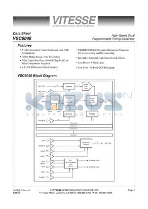 VSC6048QV datasheet - High-speed octal programmable timing generator